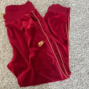 Nike Velour Track Pants Burgundy Gold Logo Piping Jogger Y2K Style Women’s M